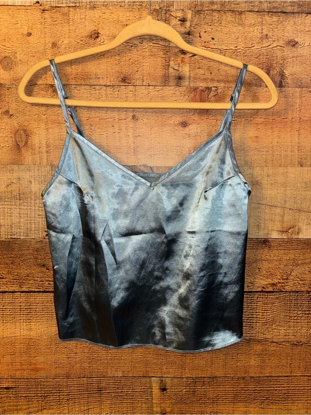 metallic satin gunmetal satin camisole